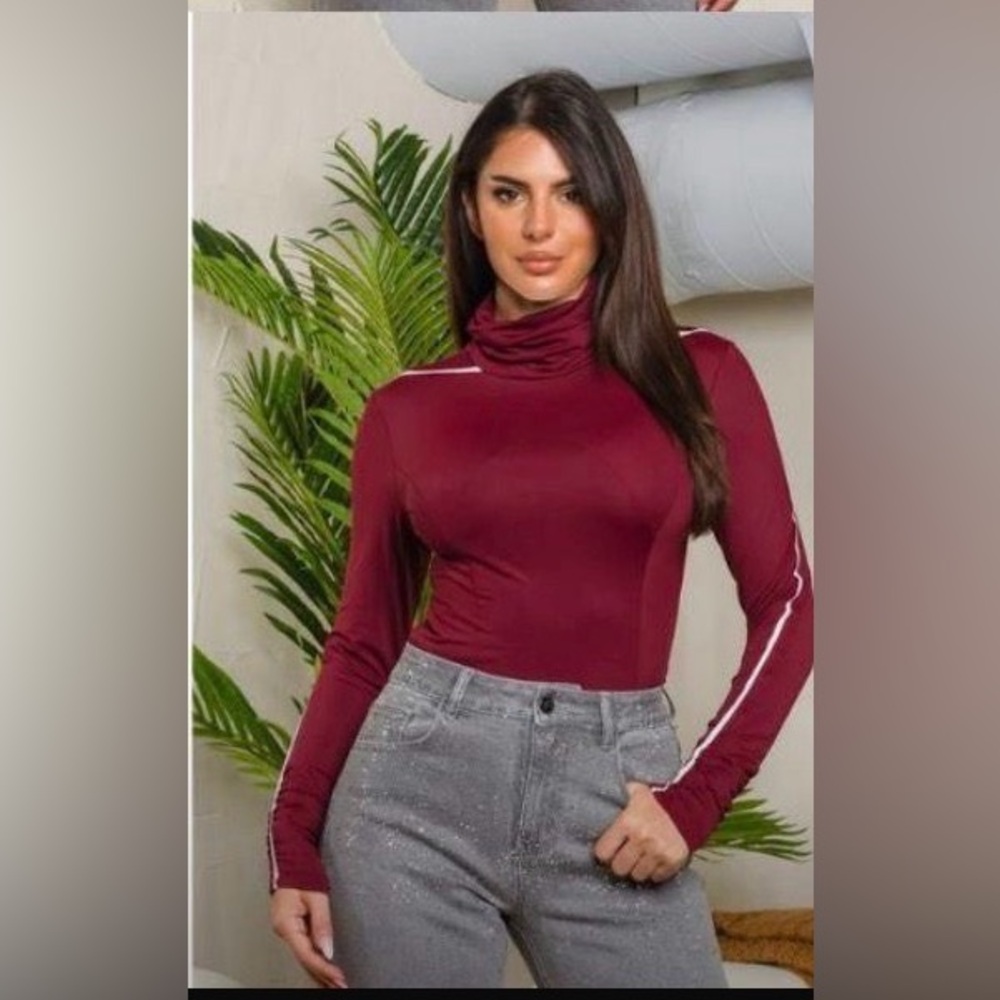 #193 Wine turtleneck top